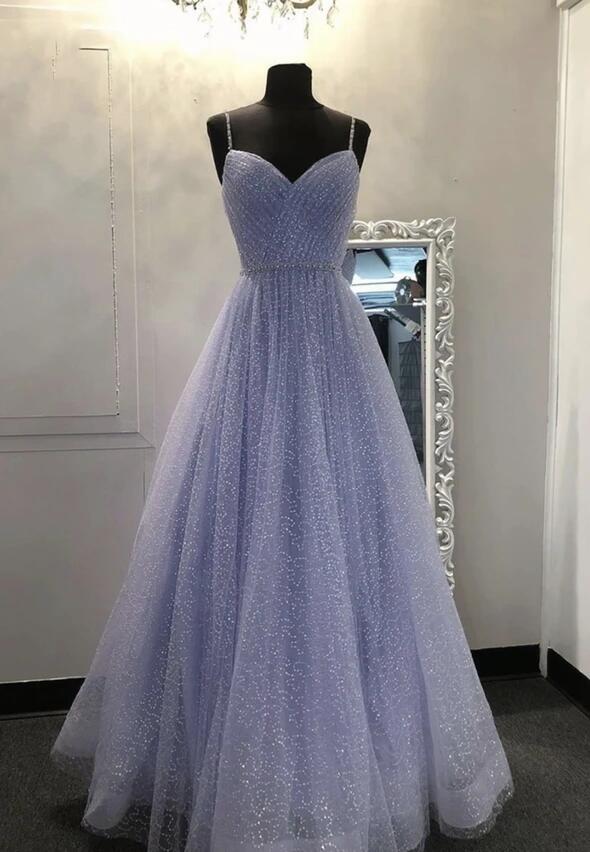 Sweetheart Tulle Sequin Long Classy Prom Dress Purple Classy Dress Secondary image