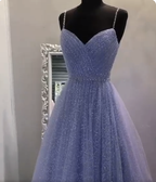 Sweetheart Tulle Sequin Long Classy Prom Dress Purple Classy Dress