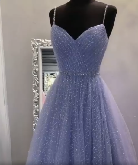Sweetheart Tulle Sequin Long Classy Prom Dress Purple Classy Dress