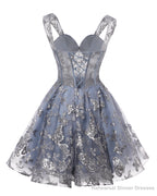 Teens Sparkly Tulle Royal Blue Homecoming Dresses Spaghetti Straps Short Cocktail Party Prom Dress