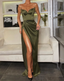 Thin Straps Simple Classy Prom Gowns With Leg Slit Side
