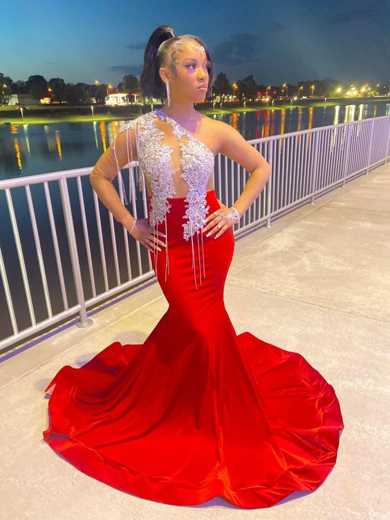 Stunning And Elegant Princess Party Wear Gown Red Classy Prom Dress Main image