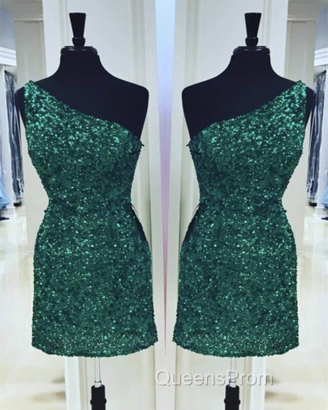 Tight Green Sequin One Shoulder Dress Secondary image