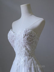 Timeless A Line Sweetheart Lace Tulle White Wedding Dress Brides Dress