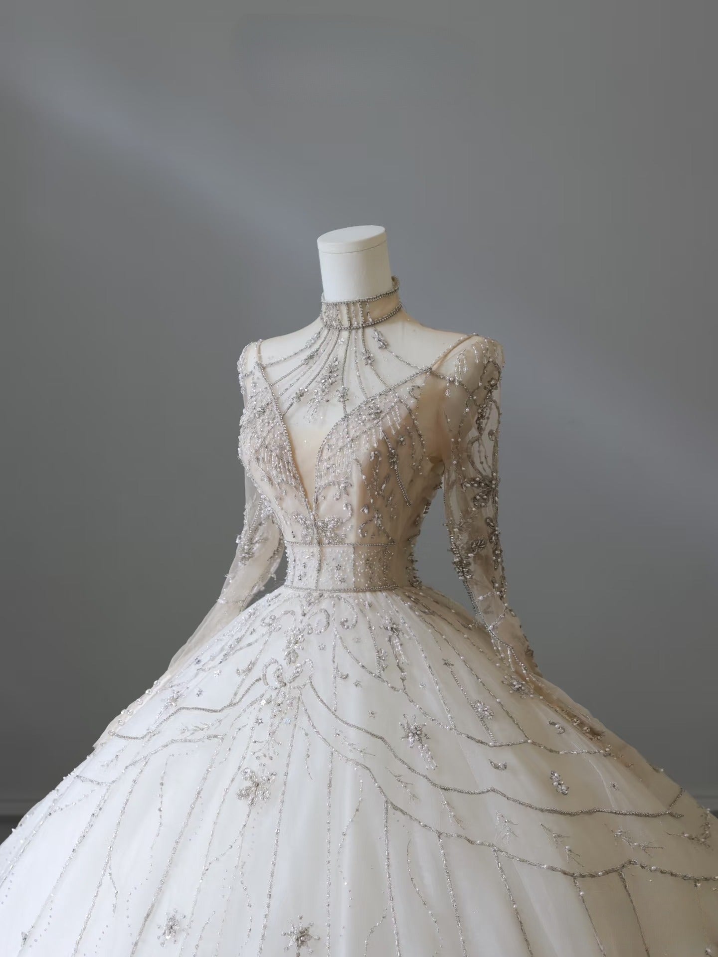 Timeless Ball Gown High Neckline Tulle Long Sleeves Wedding Dress Bridal Dress Secondary image