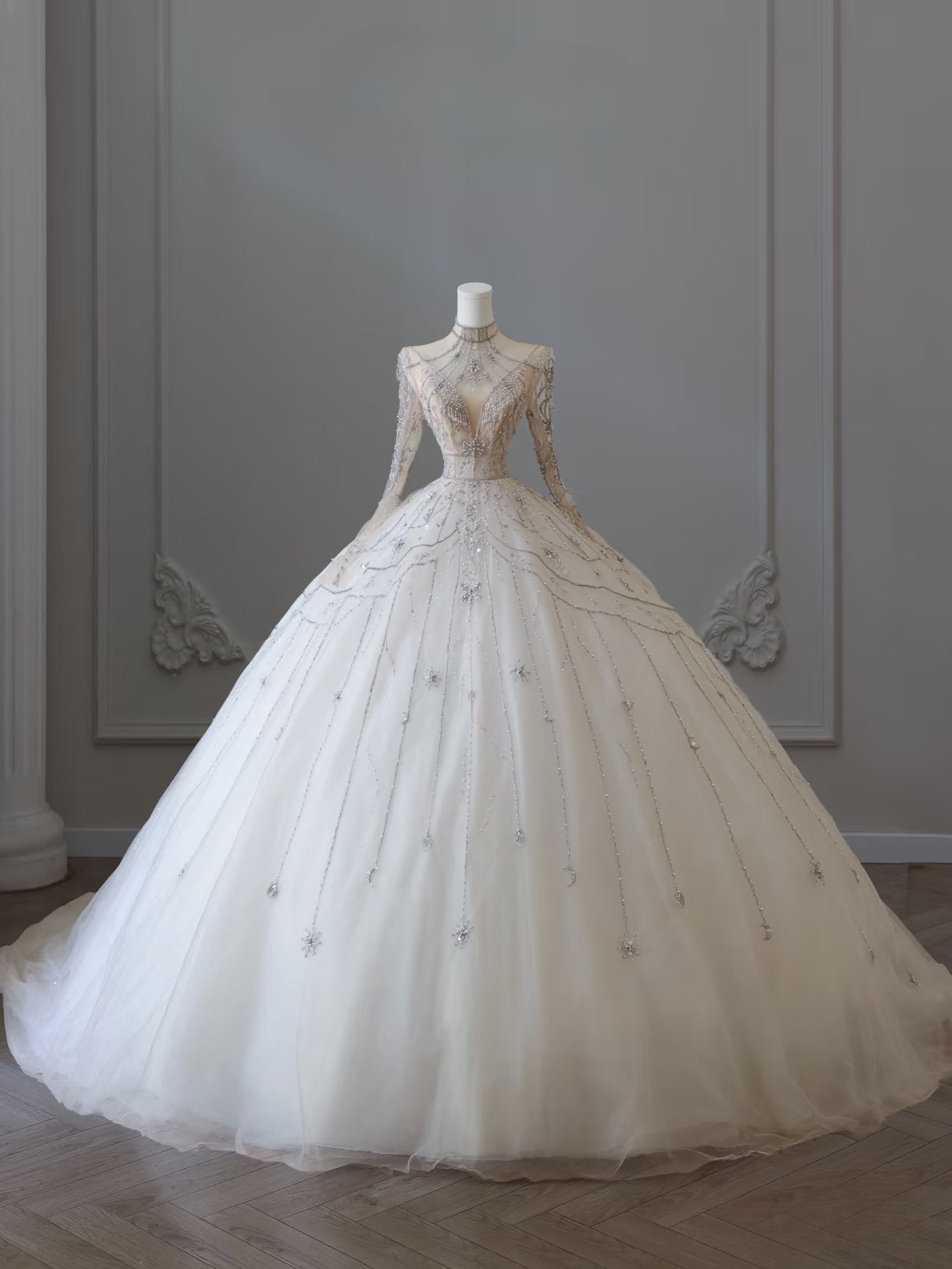 Timeless Ball Gown High Neckline Tulle Long Sleeves Wedding Dress Bridal Dress Main image