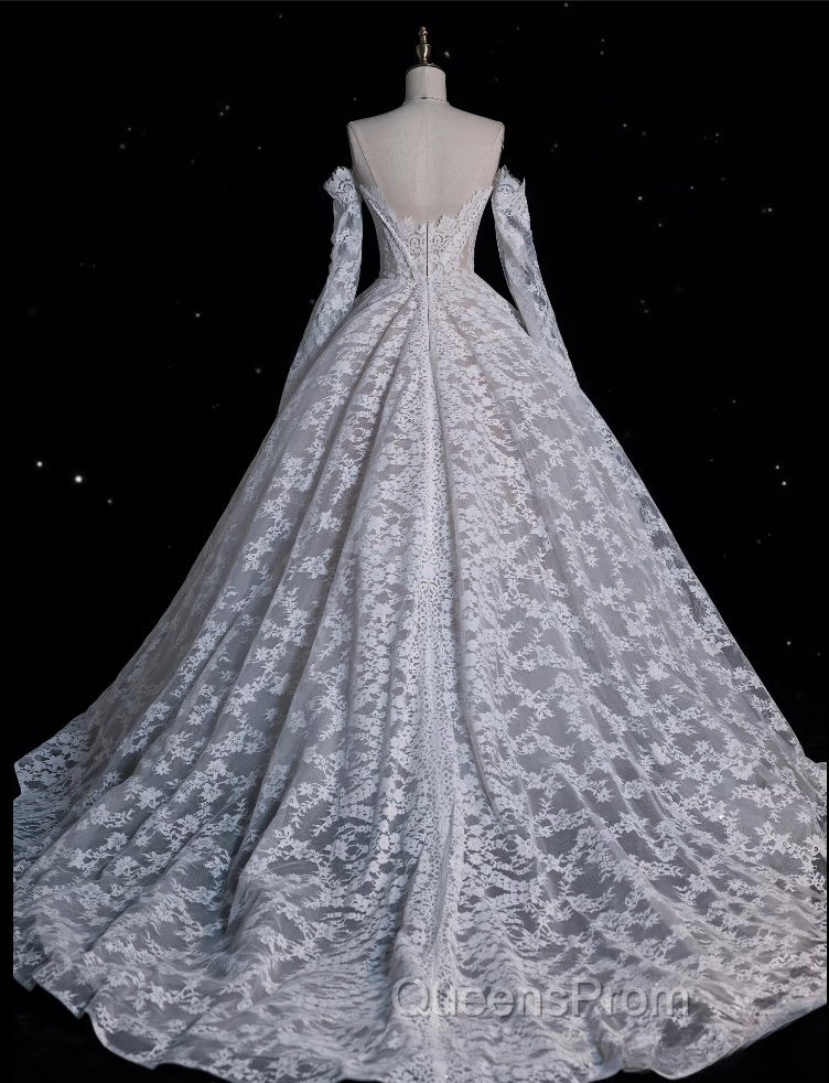 Timeless Ball Gown Off The Shoulder White Lace Long Wedding Dress Bridal Dress Secondary image
