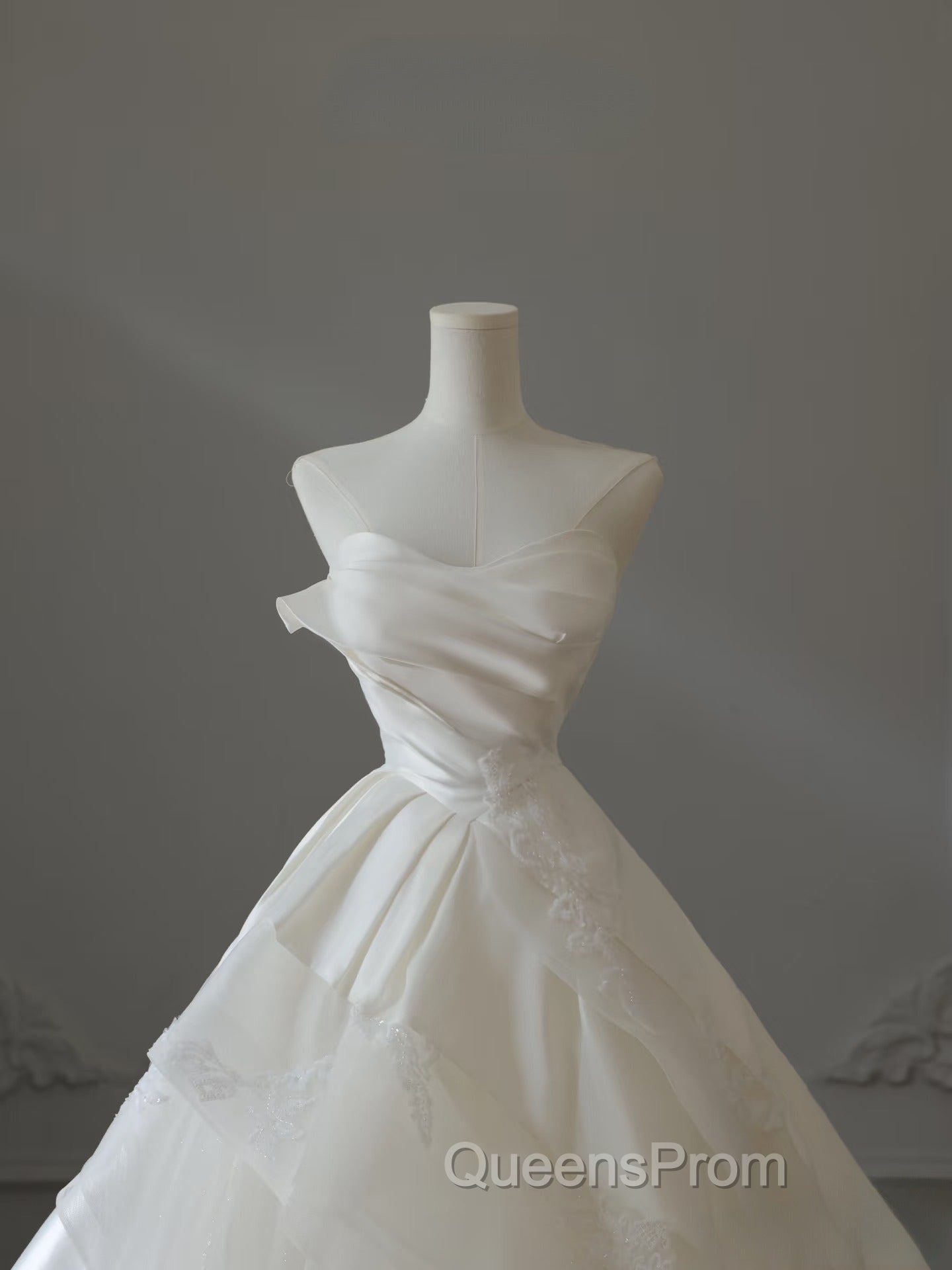 Timeless Ball Gown Strapless Satin Ivory Long Wedding Dress Bridal Dress