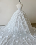 Timeless Ball Gown Sweetheart Sequin Floral White Wedding Dress Brides Dress