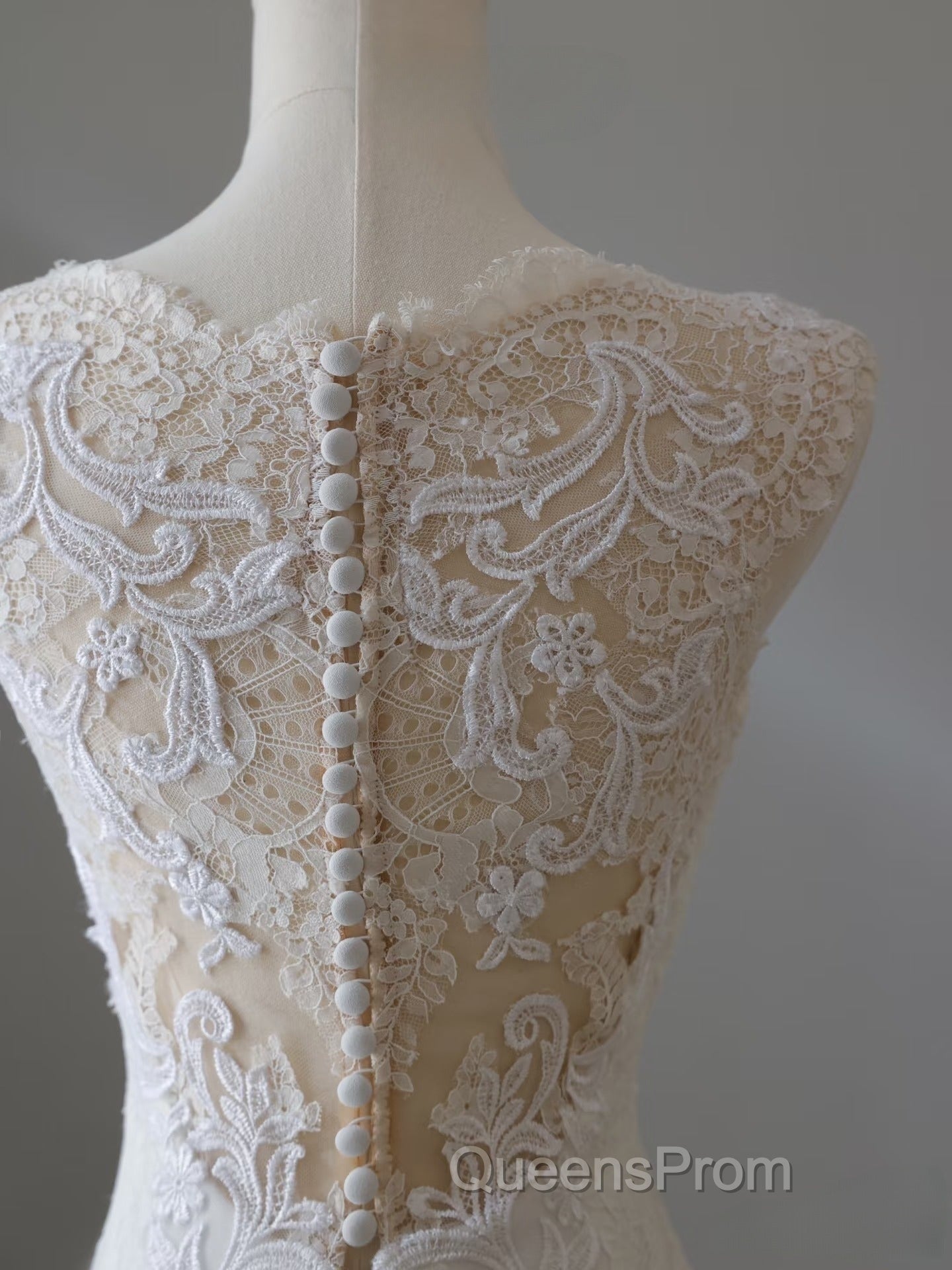 Timeless Mermaid V Neckline White Lace Wedding Dress Bridal Dress