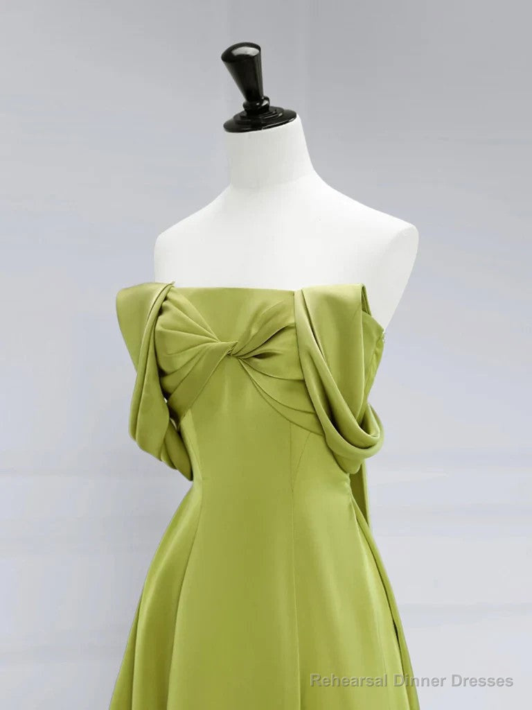 Atmosphere Green A-Line Satin Off Shoulder Long Prom Dress Long Formal Luxury Dignified Party dress Secondary image