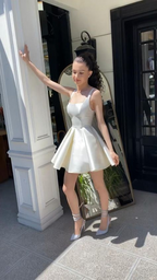 Simple Sequare Neck White Short Classy Prom Dress,Elegant Homecoming Dress