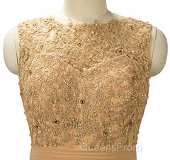 Trumpet/Mermaid Floor-Length Tulle Sleeveless Off-The-Shoulder Evening Prom Dress With Beading