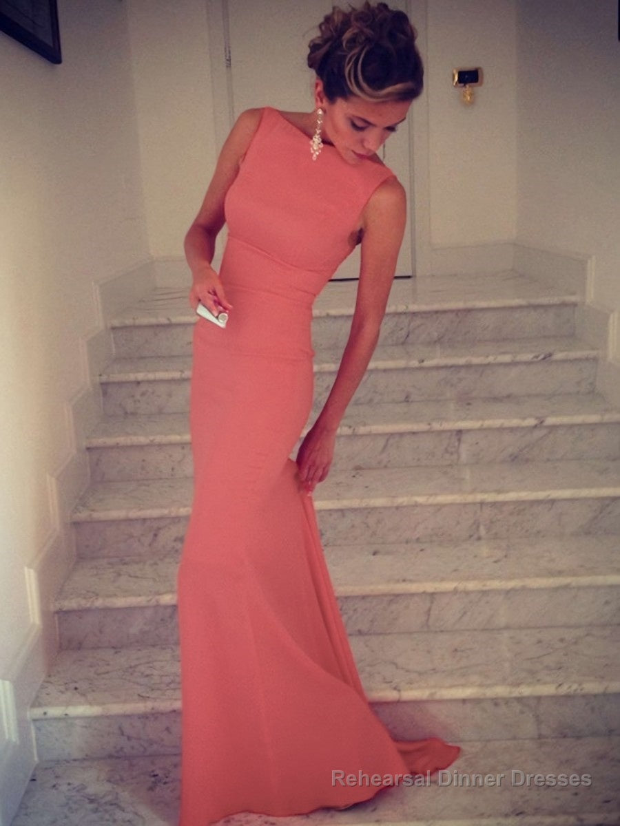 Trumpet/Mermaid High Neck Sweep Train Jersey Prom Dresses Secondary image