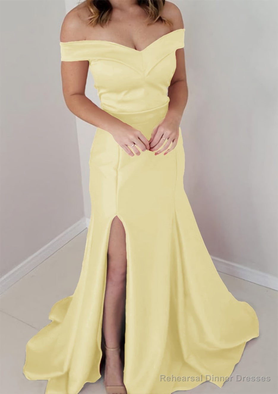 Trumpet/Mermaid Off-the-Shoulder Sleeveless Satin Long/Floor-Length Prom Dresses