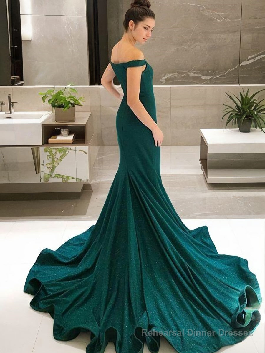 Trumpet/Mermaid Off-the-Shoulder Sweep Train Sequins Evening Dresses With Ruffles Secondary image
