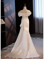 Trumpet Mermaid Puffy Sleeves Wedding Dress With Detachable Train