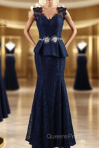 Trumpet/Mermaid Scoop Floor-Length Lace Mother of the Bride Dress With Applique