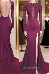 Trumpet/Mermaid Scoop Satin Long Sleeves Applique Sweep/Brush Train Dress