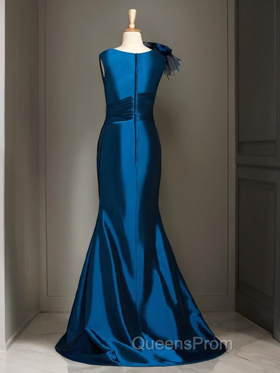 Trumpet/Mermaid Scoop Sweep Train Elastic Woven Satin Mother of the Bride Dress With Ruffles