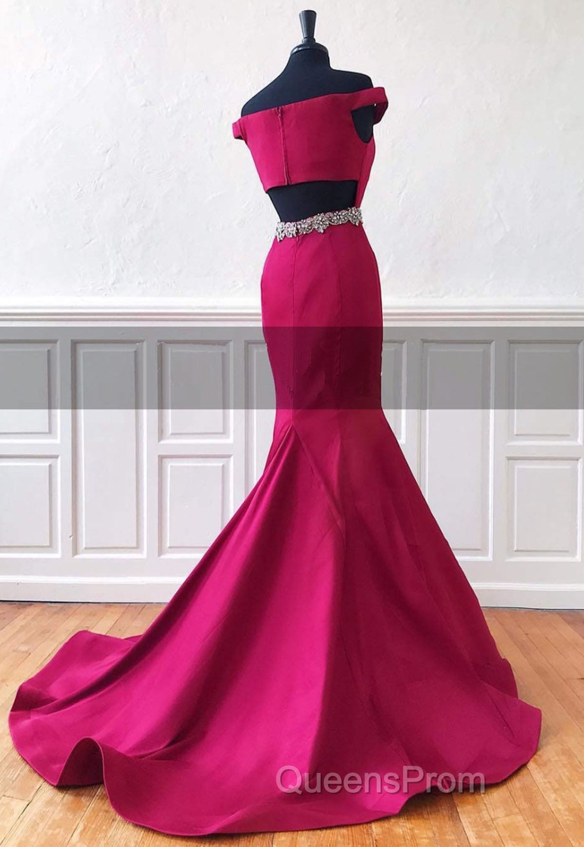 Trumpet/Mermaid Sweep Train Satin Evening Prom Dress Secondary image
