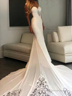 Trumpet/Mermaid Sweetheart Cathedral Train Lace Wedding Dresses With Appliques Lace