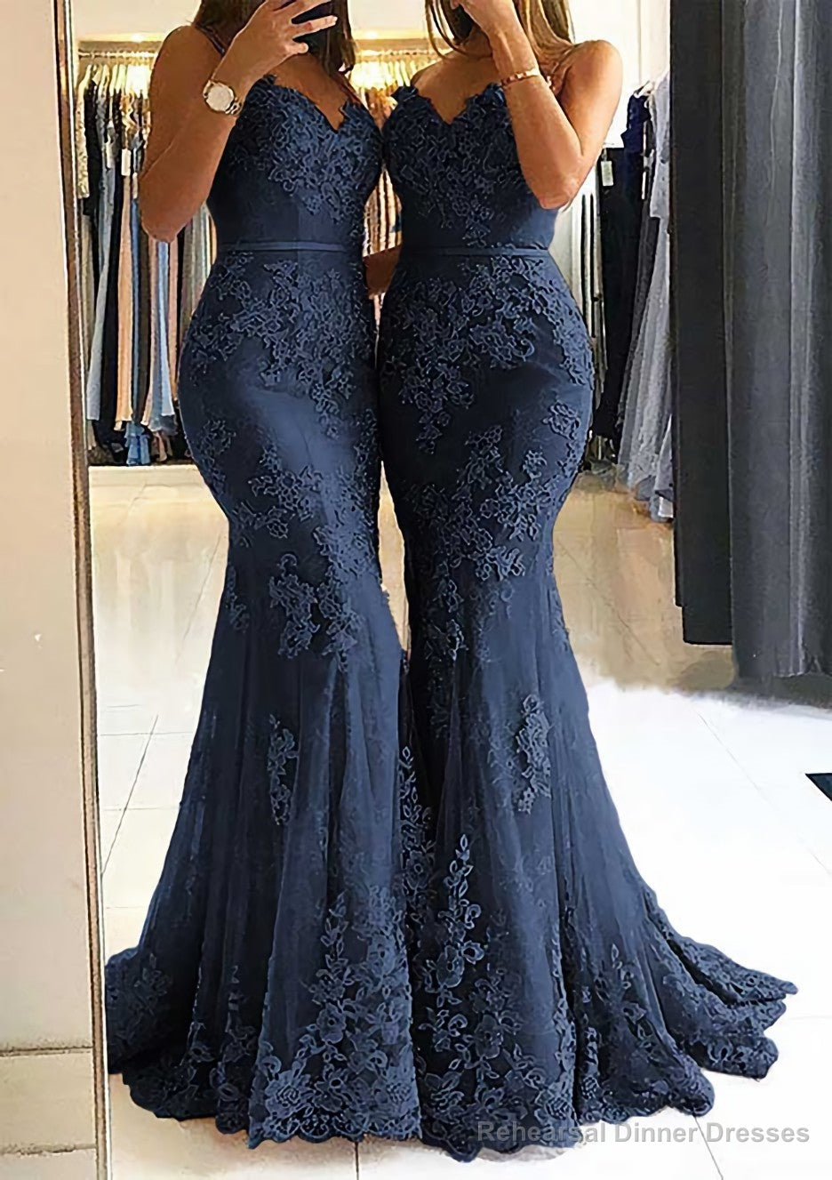 Trumpet/Mermaid Sweetheart Sleeveless Long/Floor-Length Tulle Prom Dresses With Appliqued Secondary image