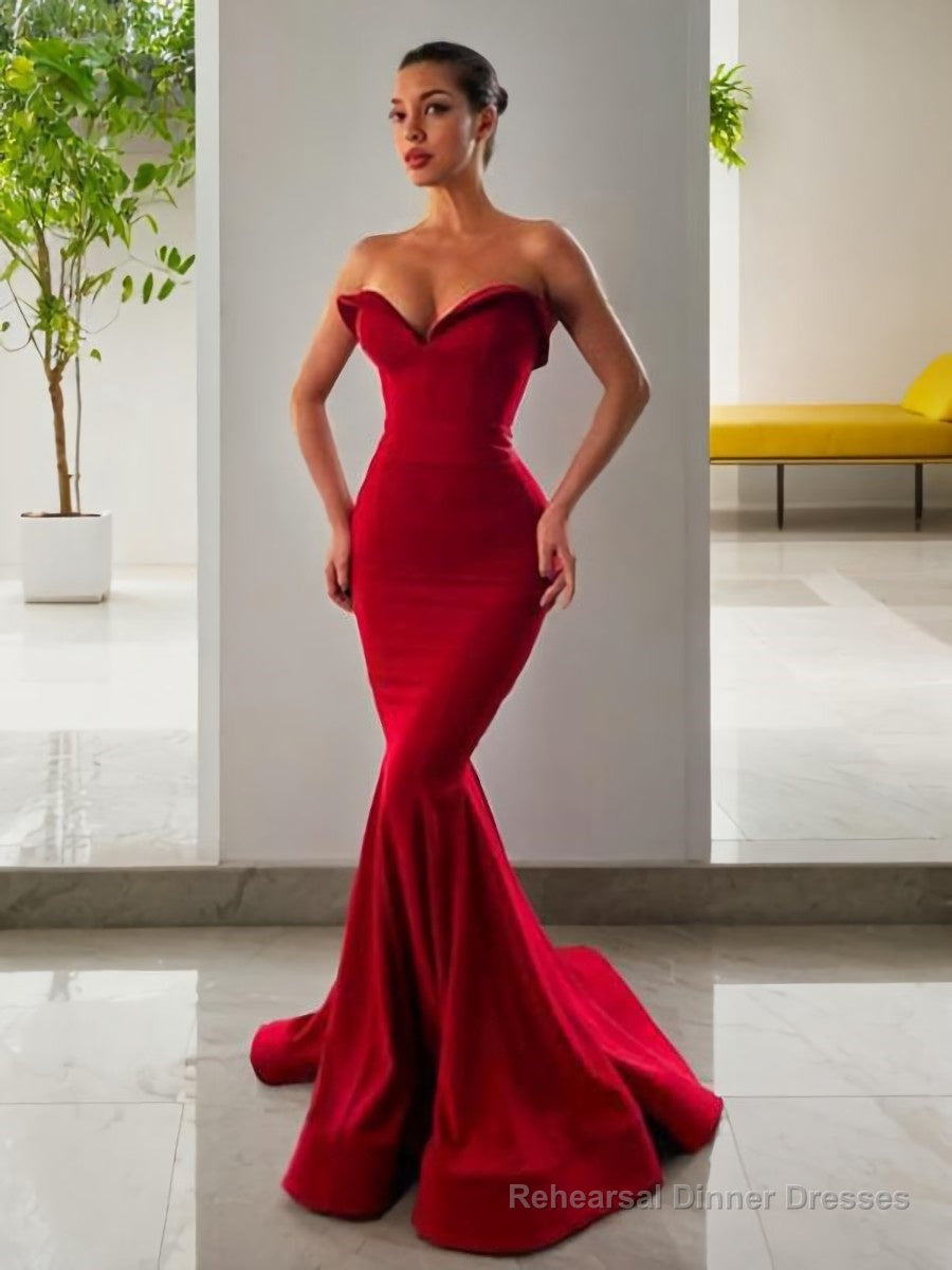 Trumpet/Mermaid Sweetheart Sweep Train Stretch Crepe Prom Dresses Main image