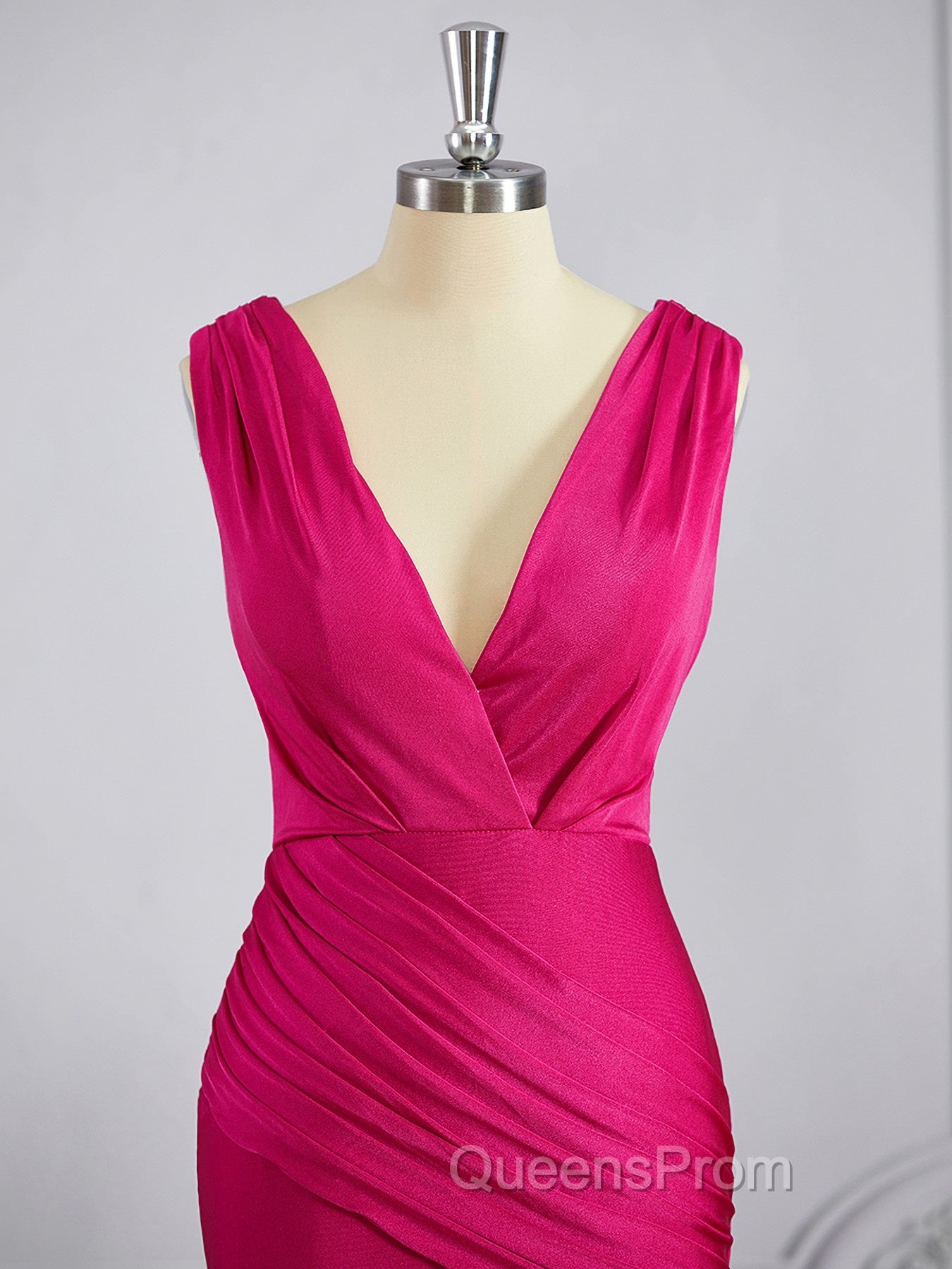 Trumpet/Mermaid V-neck Sweep Train Jersey Bridesmaid Dress Secondary image