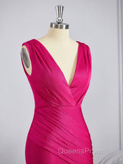 Trumpet/Mermaid V-neck Sweep Train Jersey Bridesmaid Dress