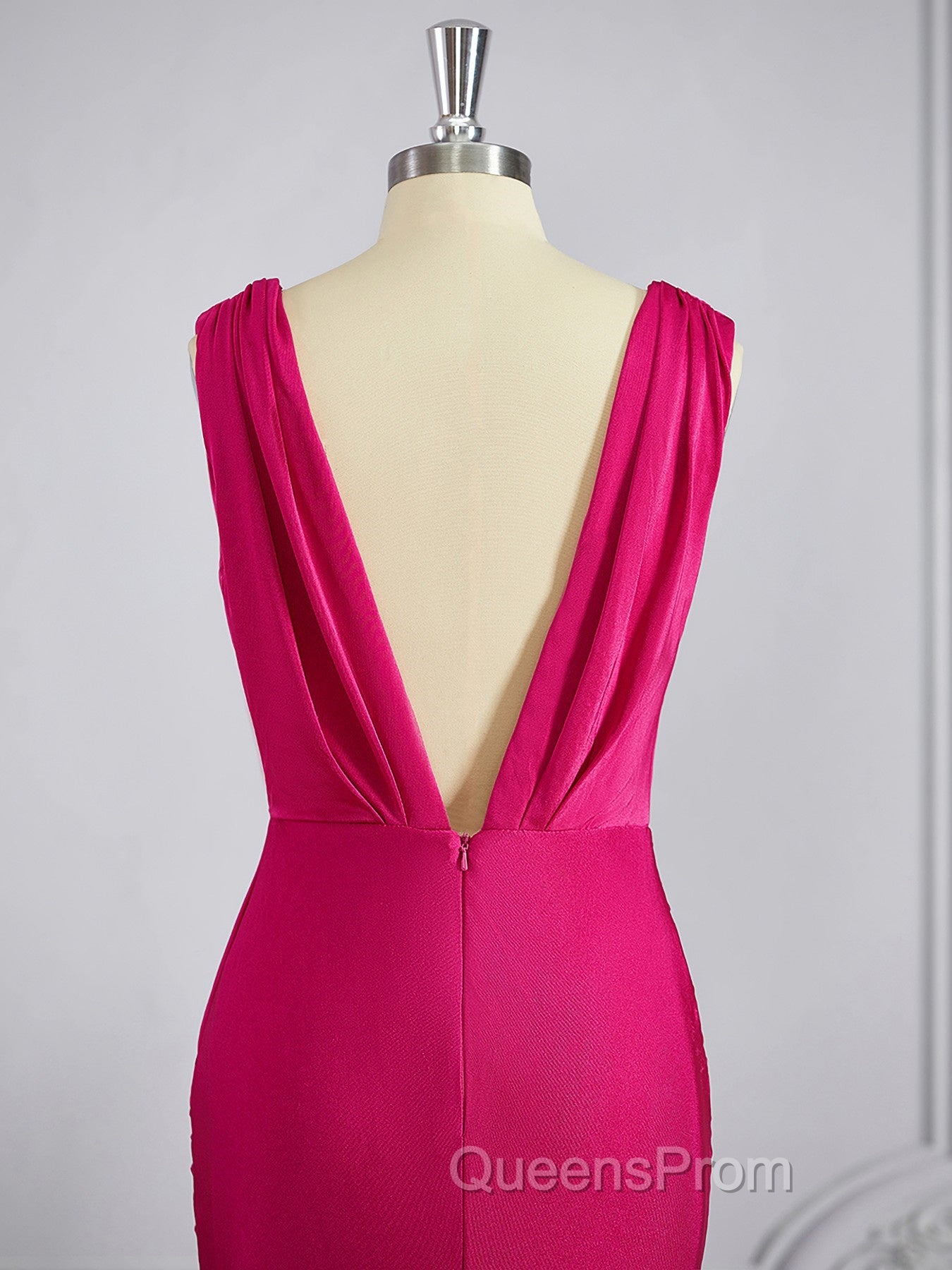Trumpet/Mermaid V-neck Sweep Train Jersey Bridesmaid Dress