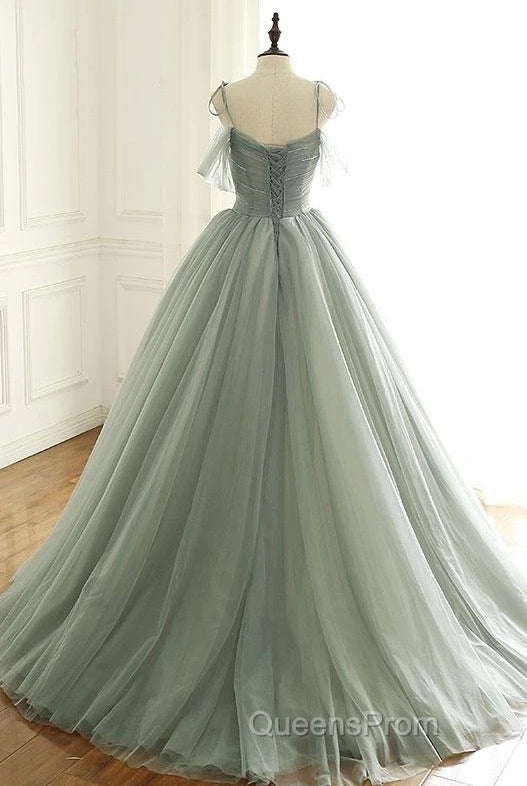 Tulle Ball Gown Long Evening Prom Dress With Beading,Evening Dress,Charming Dance Dress