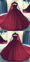 Tulle Ball Gown Prom Dress With Cape
