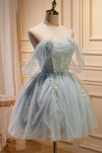 Tulle Beaded Off-the-Shoulder Lace-Up Back A-Line Party Dress