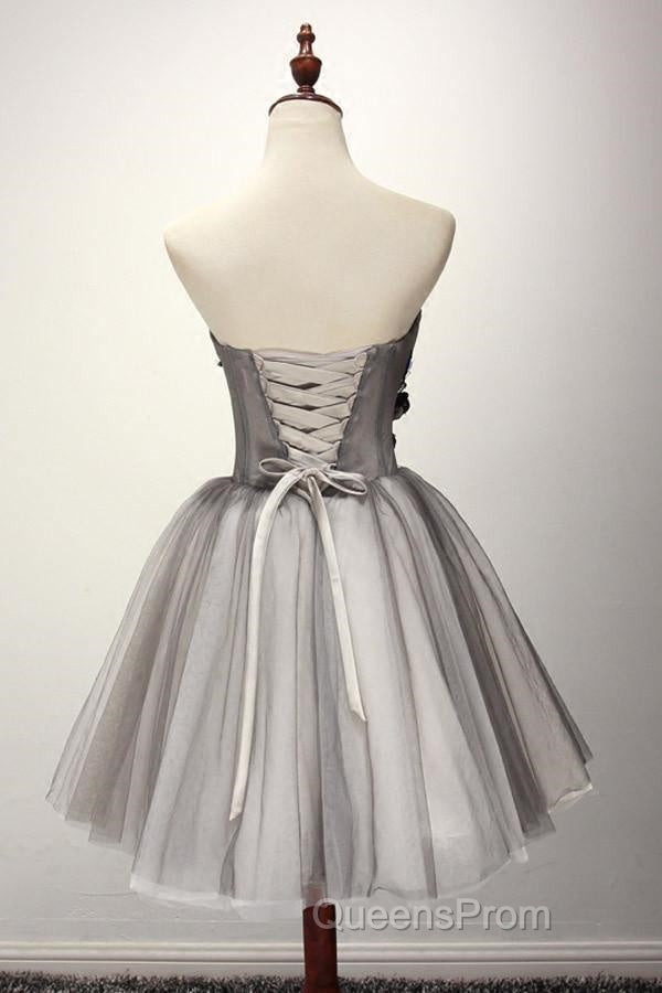 Tulle Gray Short Evening Prom Dress Homecoming Dress Coktail Dress Secondary image