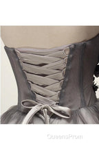 Tulle Gray Short Evening Prom Dress Homecoming Dress Coktail Dress