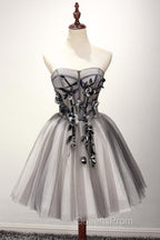 Tulle Gray Short Evening Prom Dress Homecoming Dress Coktail Dress