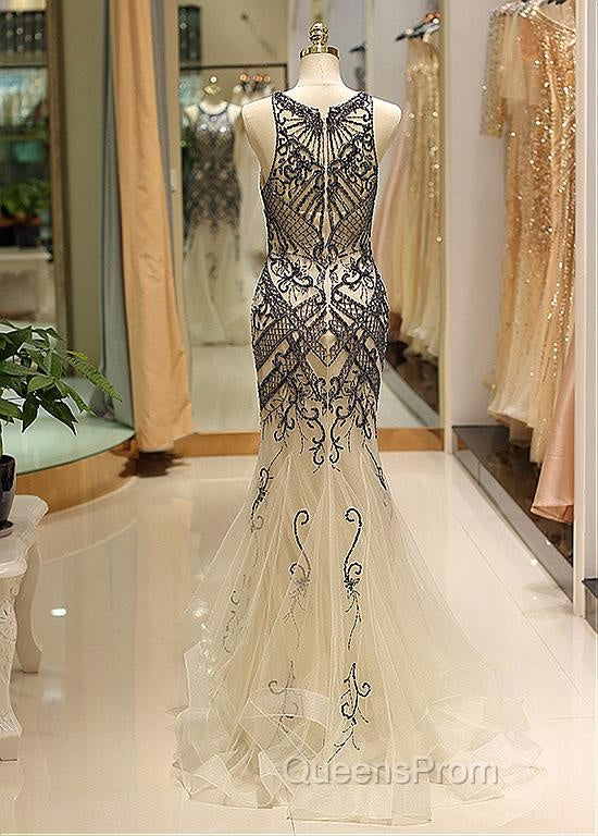 Tulle Jewel Beadings Mermaid Evening Dress