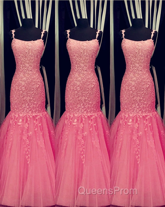 Tulle Lace Appliques Mermaid Evening Prom Dress Spaghetti Straps Secondary image