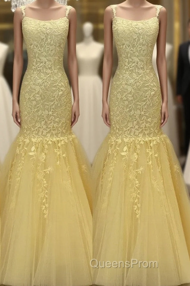 Tulle Lace Appliques Mermaid Evening Prom Dress Spaghetti Straps Main image