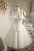 Tulle Lace Knee Length Prom Dress,Cute A-Line Short Cocktail Dresses