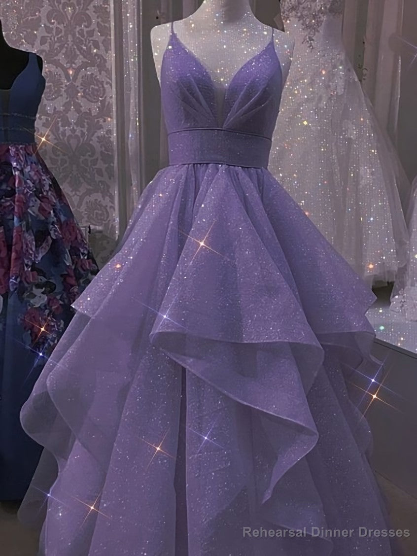 Tulle Lilac Prom Dresses A line Evening Gown Main image