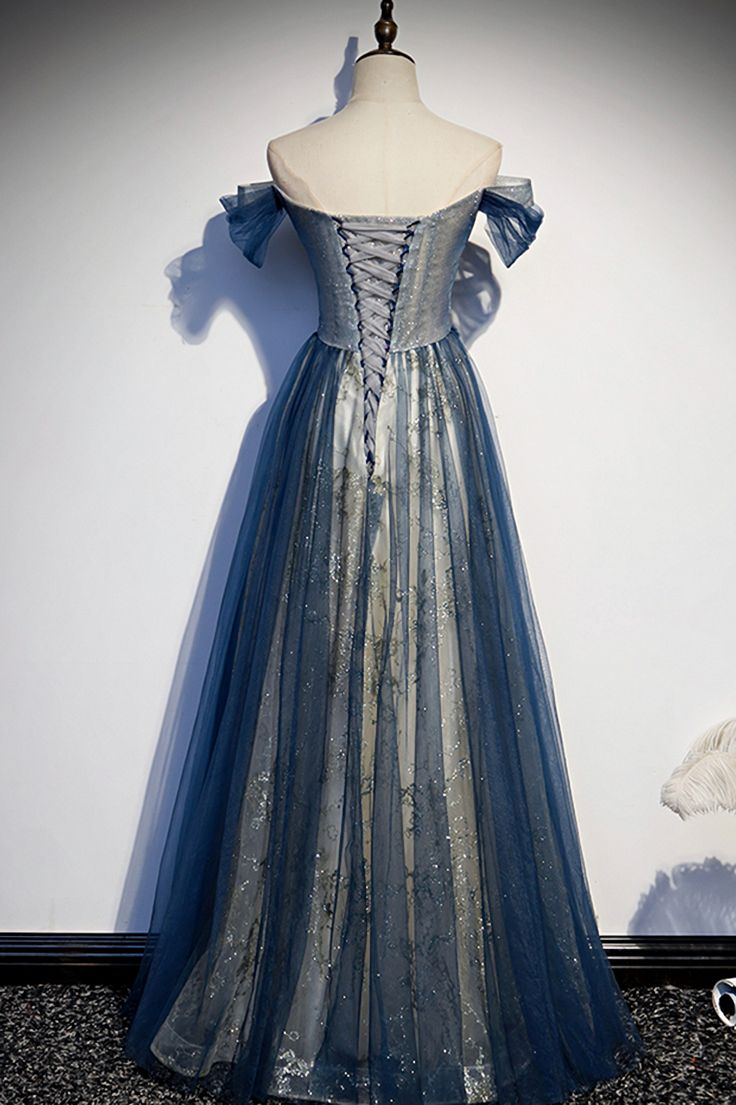 Tulle Long Off Shoulder Classy Evening Dress