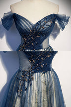 Tulle Long Off Shoulder Classy Evening Dress