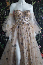Light Color Exquisite Elegant Fashion Long Tulle Ball Gown Classy Evening Dress