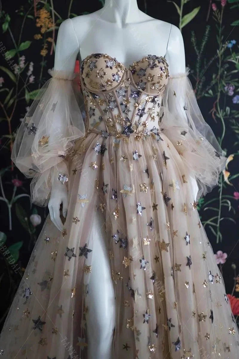 Light Color Exquisite Elegant Fashion Long Tulle Ball Gown Classy Evening Dress