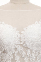 Tulle & Organza Bateau Mermaid Wedding Dress With Lace Appliques & Belt