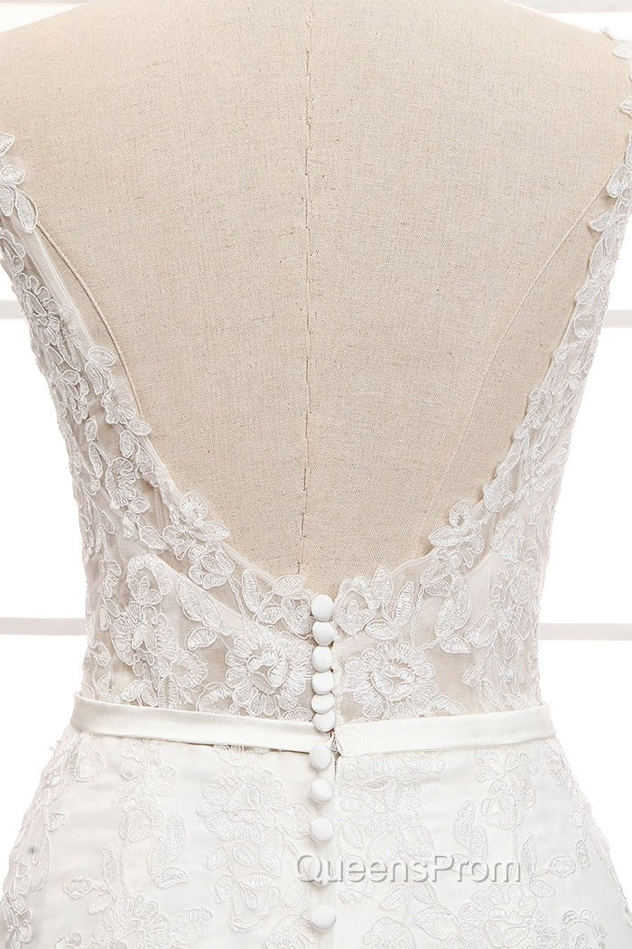 Tulle & Organza Bateau Mermaid Wedding Dress With Lace Appliques & Belt