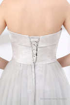 Tulle & Satin Strapless Neckline A-line Bridesmaid Dresses With Bowknot