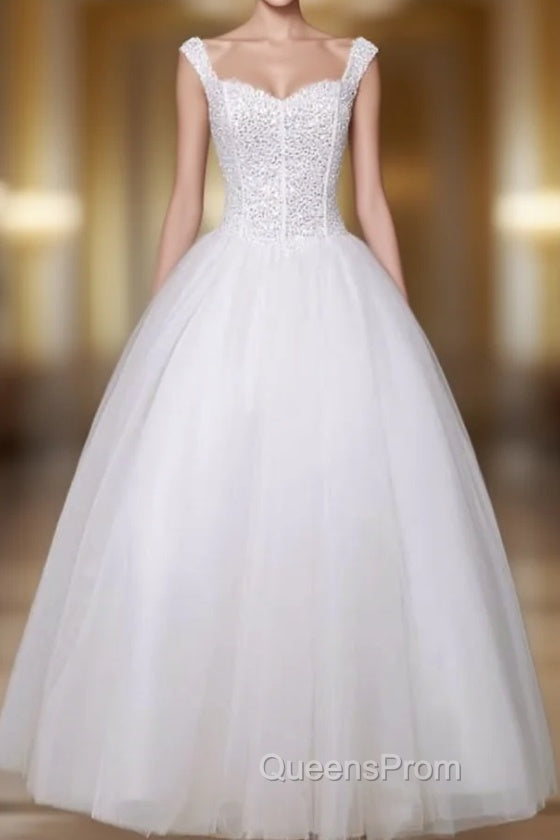 Tulle Wedding Dress Sweatheart Beading Ball Gown Floor Length Bridal Dress Main image